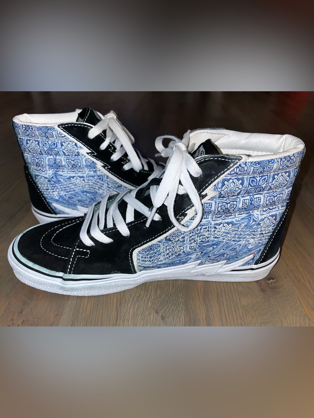 Vans Sk8 Hi Bolt Blue Tile Sneakers Mens 9 Womens 10.5 High Top